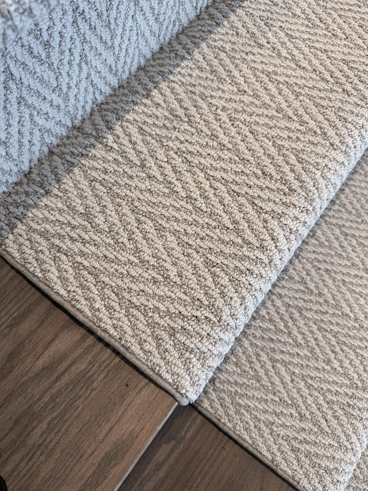 Mushroom color stair runner carpet top view