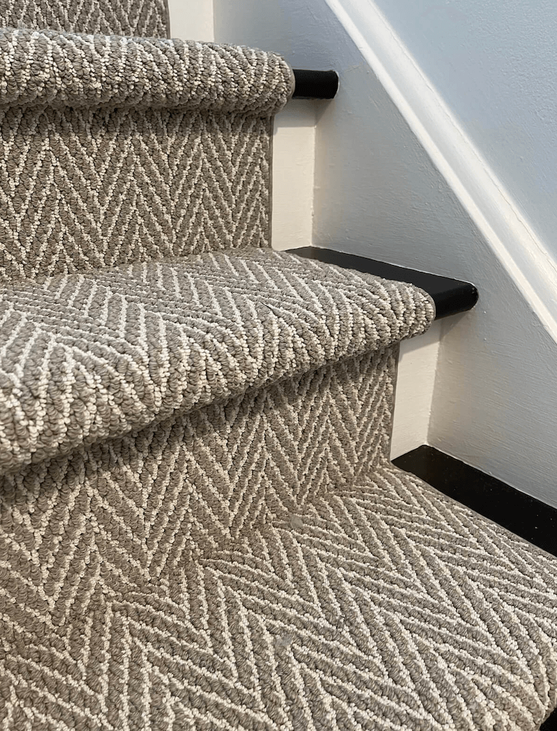 Modern Gray Herringbone Carpet Runner for Stairs – Direct Carpet