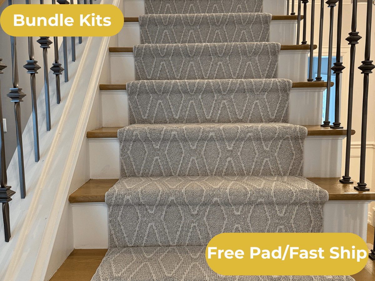 DIY stair runner bundle kits free premium pad plus next day fast ship