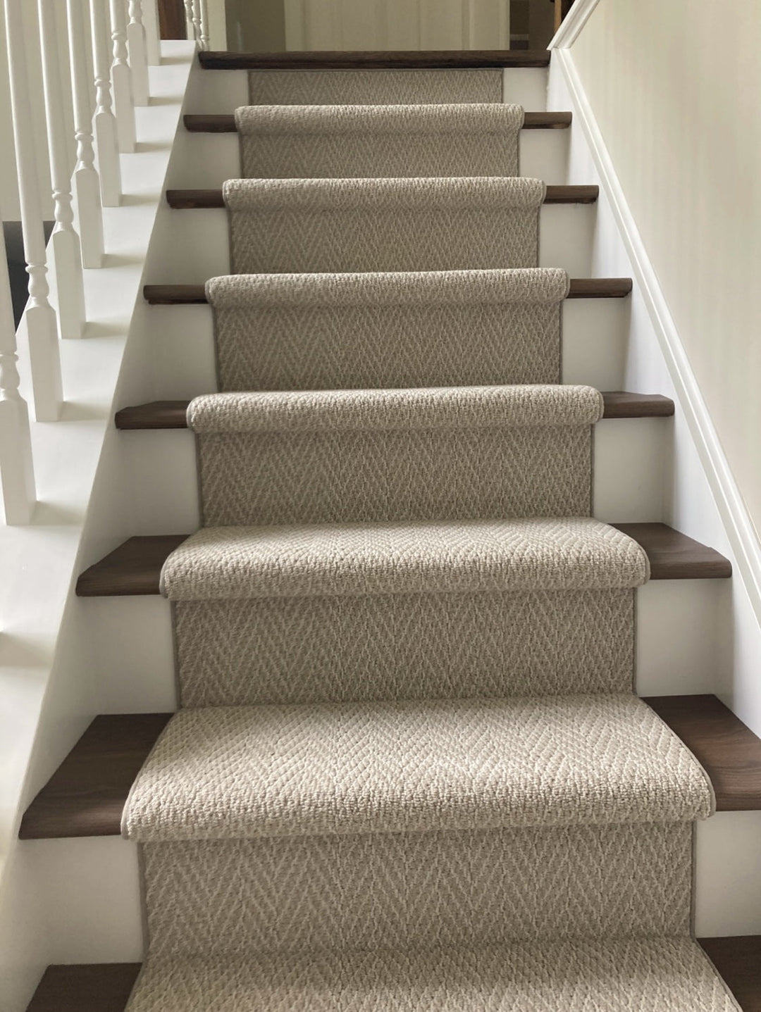 Brown and taupe stair runners - Anderson Tuftex Twine herringbone stair runner