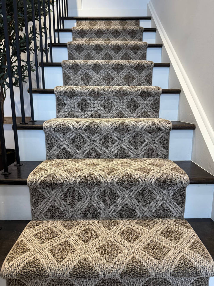 anderson tuftex scout desert palm stair  on a dark staircase 