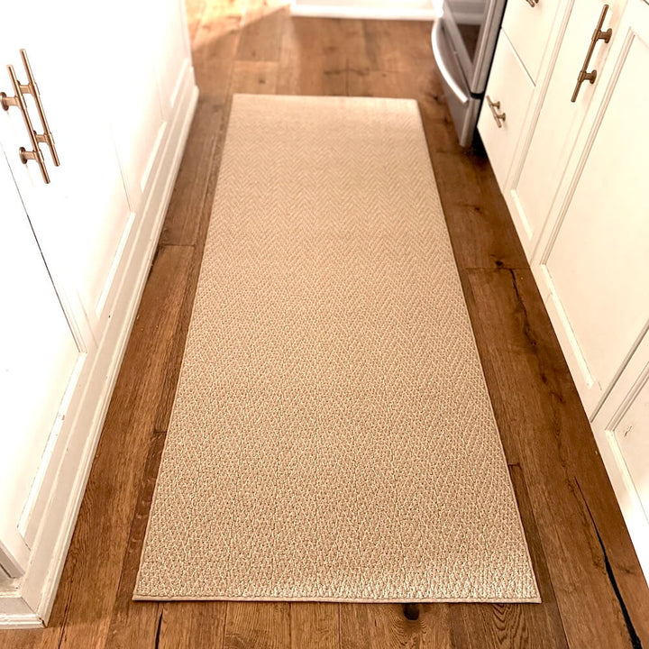 Gold/ Beige Hallway runner rug