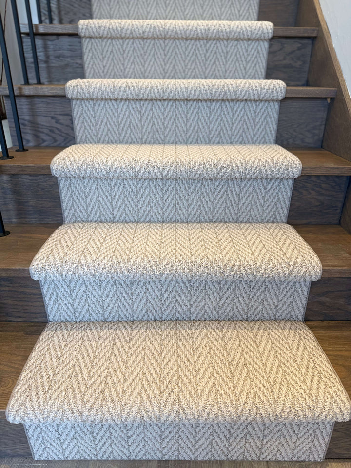 herringbone stair runner front faceing view