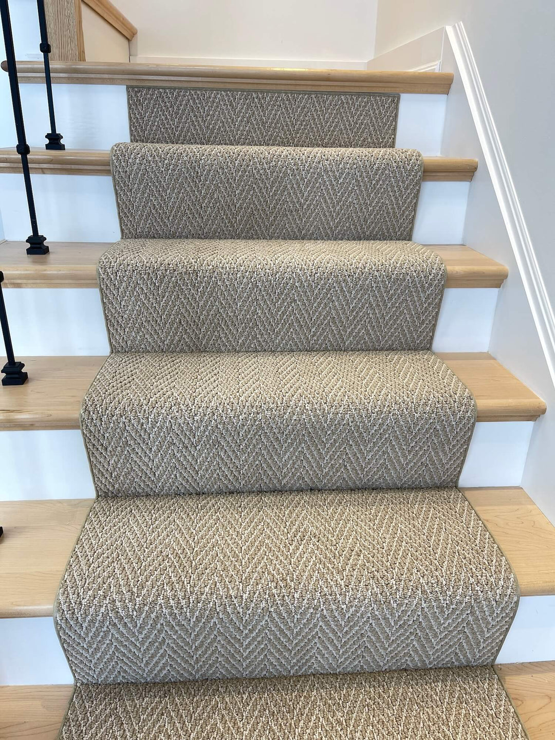 gold/beige herringbone stair runner sold by the foot