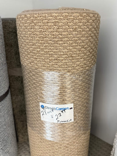 Beige Brown Berber Carpet Runner 28 Inches wide X 22 ft Long 3 Pieces
