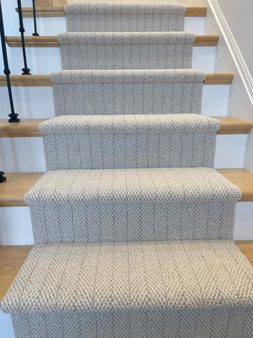 white herringbone carpet runner