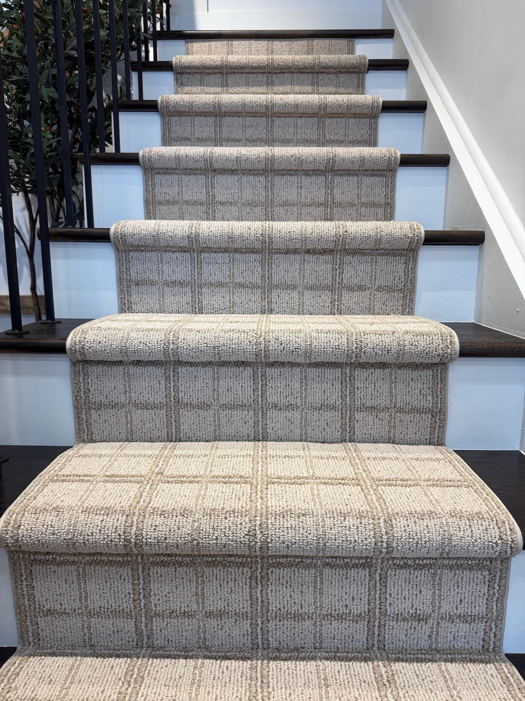 burberry pattern stair runner in beige