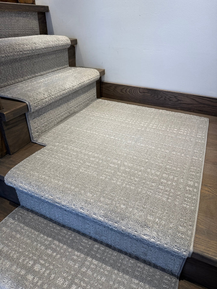 gray stair runner with turning landing available in left and right turns