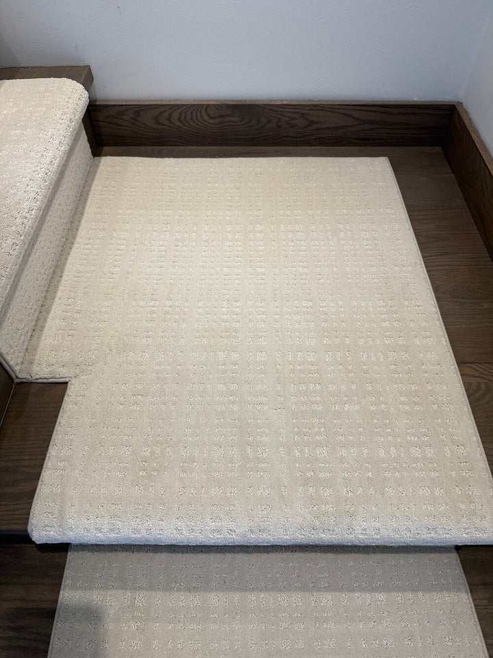 stair runner landing carpet on dark walnut wood stairs