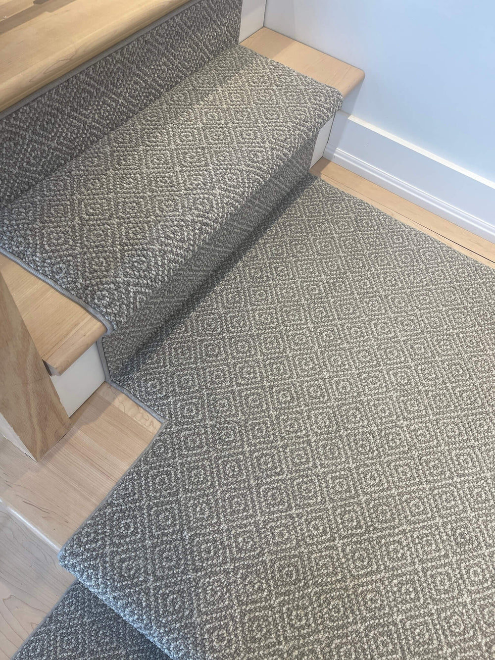 modern grey stair runner landing