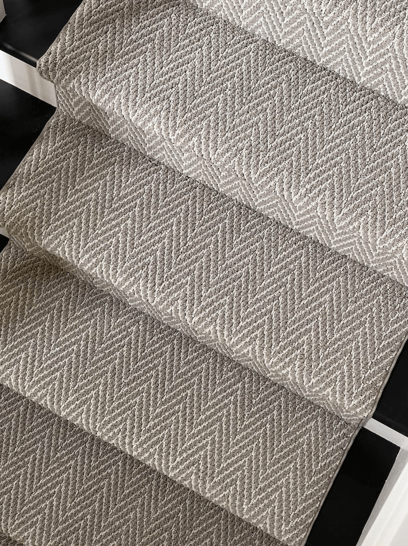 grey herringbone stair runner