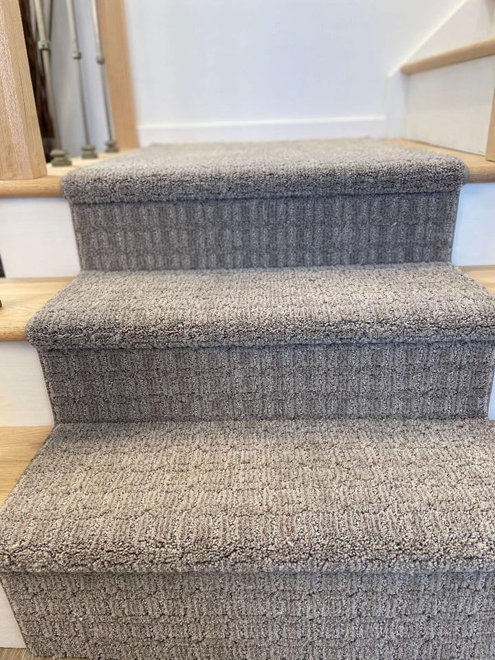 Modern Gray Carpet Runner for Wood Stairs Sold By the Foot www.directcarpet.com