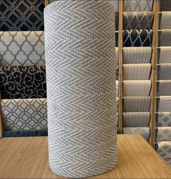 Grey Carpet in a Herringbone pattern