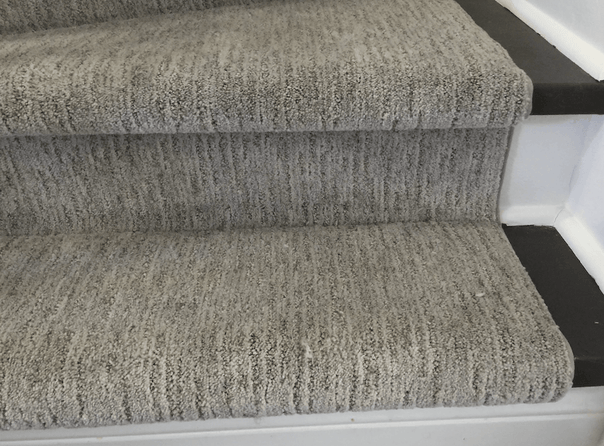 grey stair runner with linear pattern